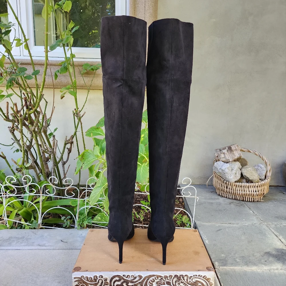 Sexy Chic Jeffrey Campbell Black Microsuede OTK Boots